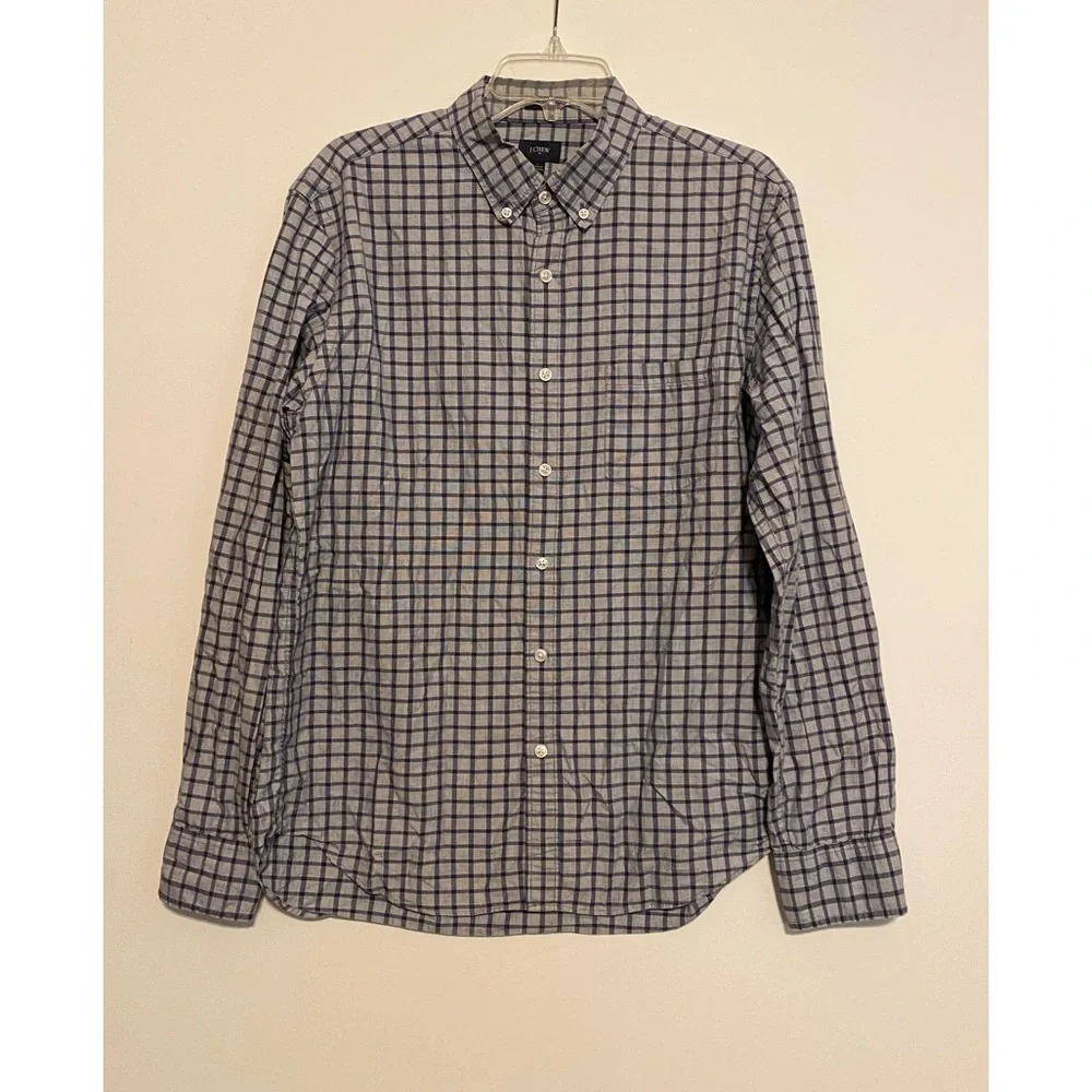 EUC J. Crew Button Down Shirt SZ L Blue on Blue